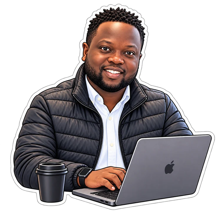 Illustrated professional working on a laptop