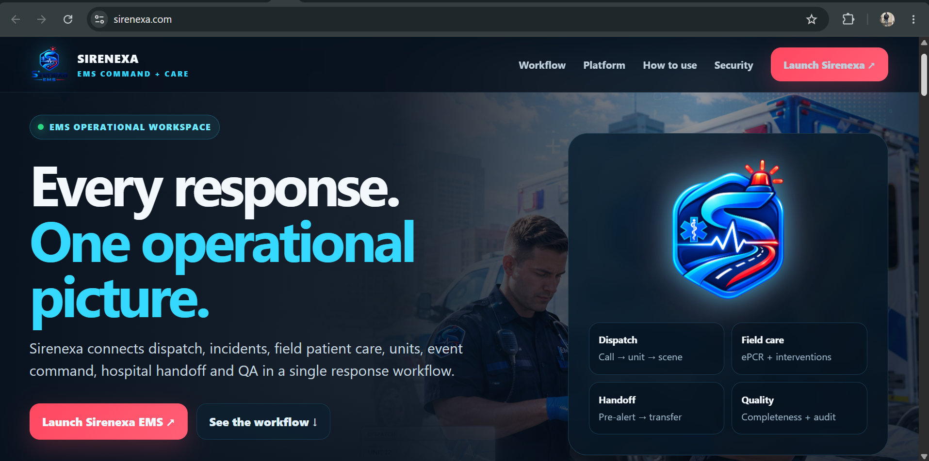 Sirenexa EMS — Website preview