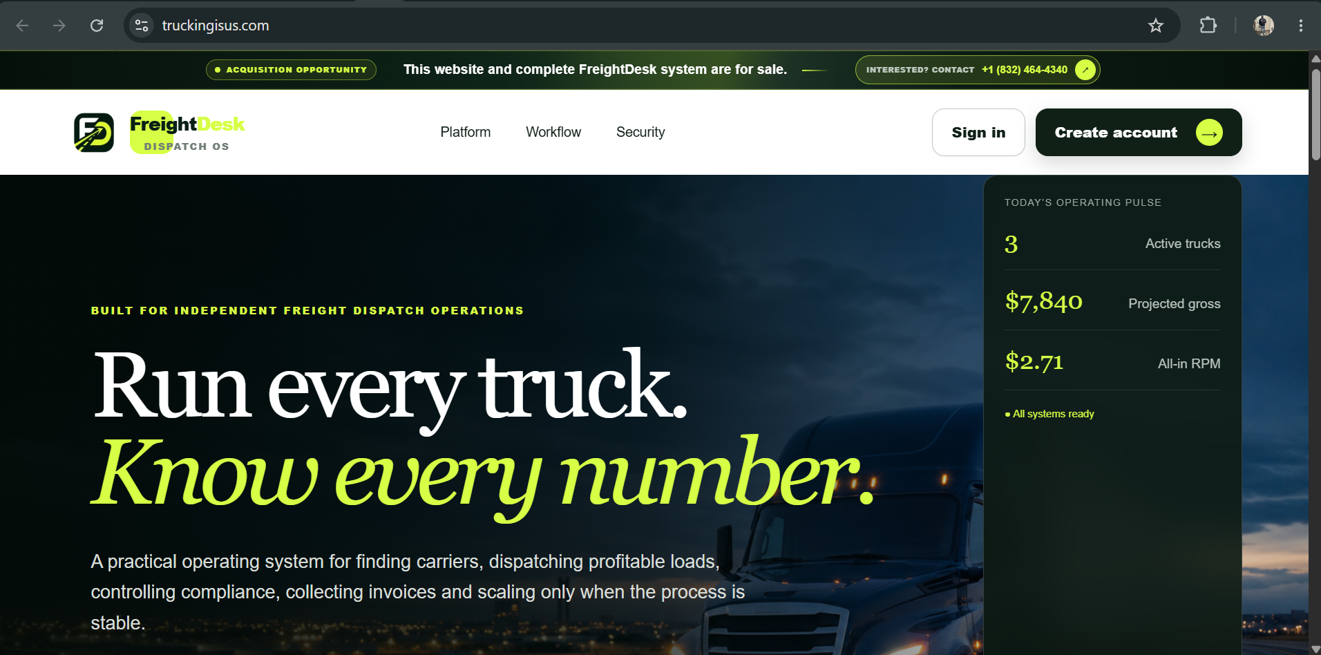 TruckingIsUs / FreightDesk — Website preview