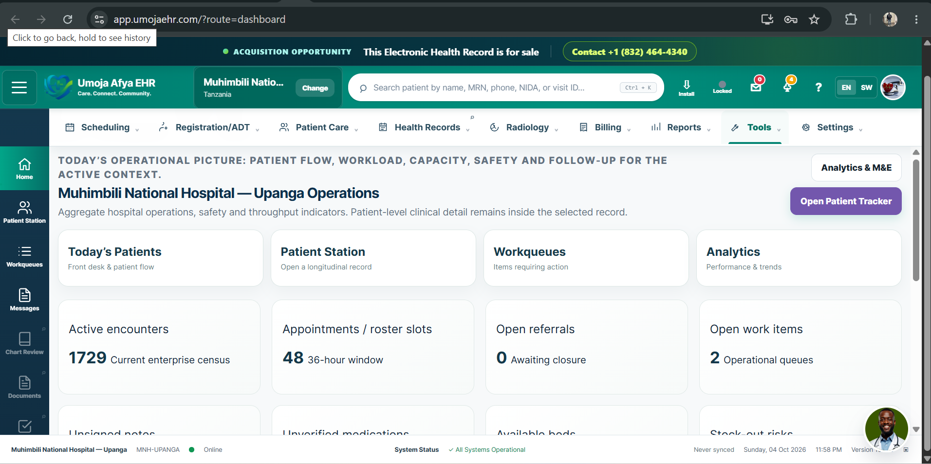 Umoja Afya EHR — Application preview