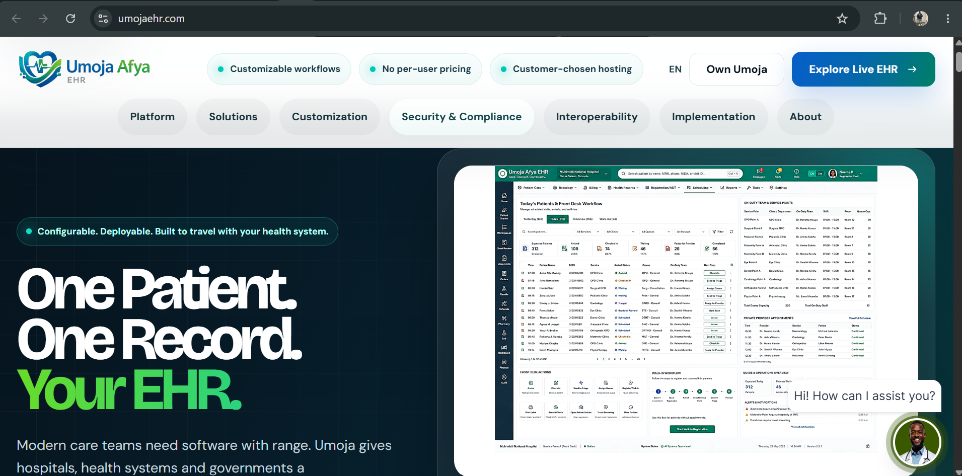 Umoja Afya EHR — Website preview